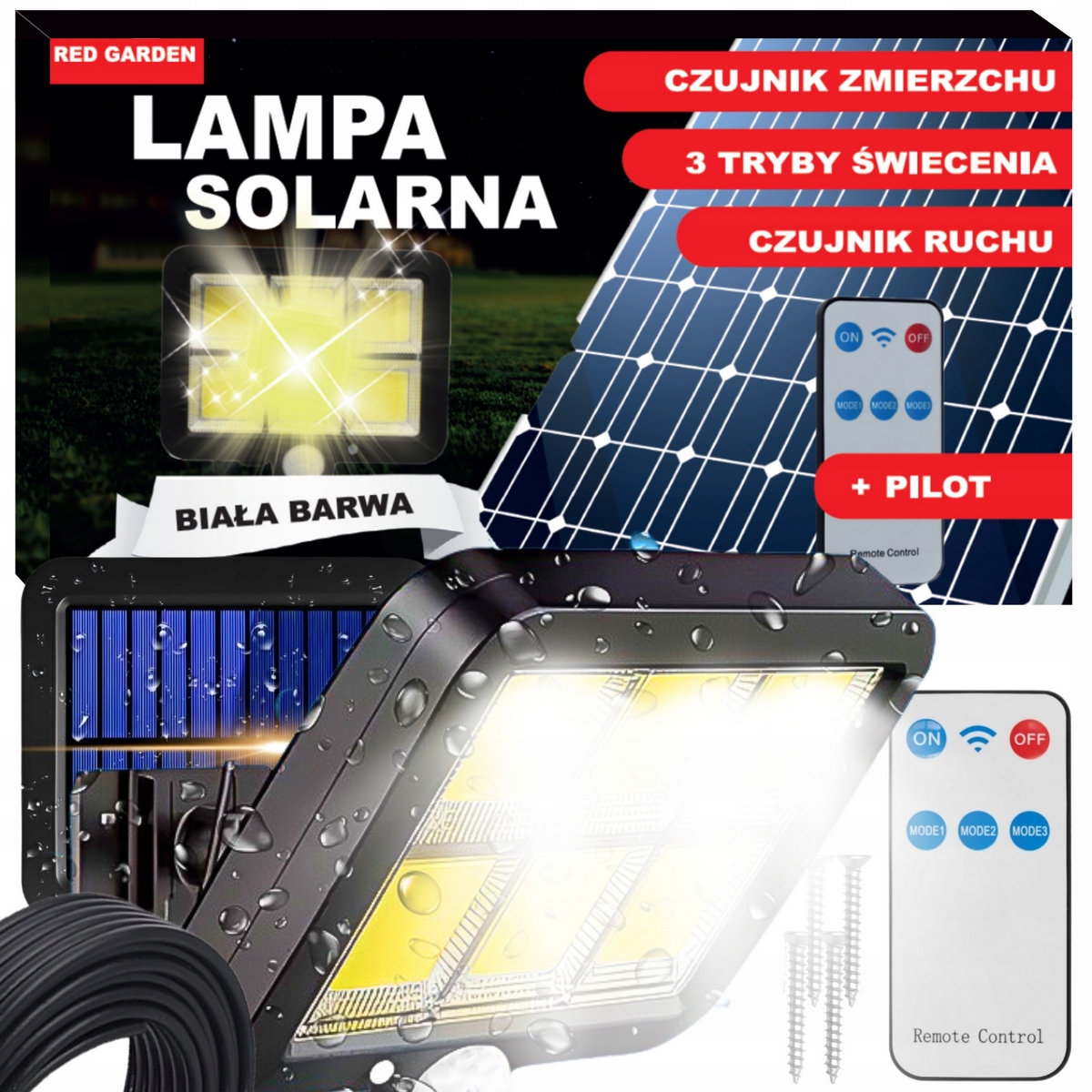 Pouličné svietidlo Red Garden 120 W 6000 lm na solárne napájanie